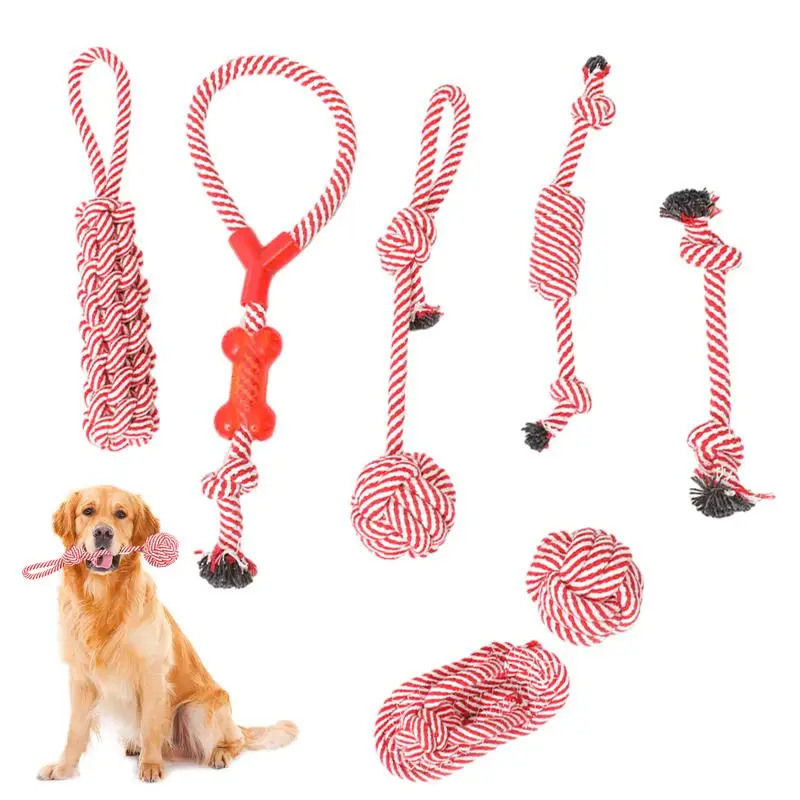 

Dog Rope Toy 7PCS Cotton Rope Chewing Toys Handmade Eco Friendly Toy For Dogs Durable Tug War Toy durable Pet Accessories