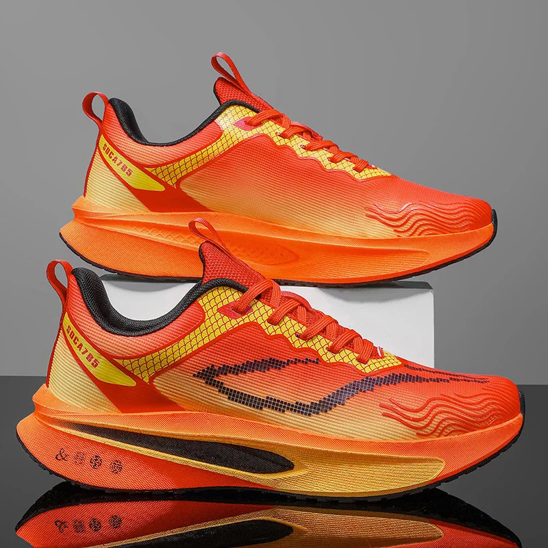 Unisex Ultra-Light Professional Marathon Running Shoes with Carbon Plate Shock Absorption Training Sneakers, Breathable Low-Top Design with Fluorescent Upper, Cushioning and Wear-Resistant Sole Suitable for All-Season Training, Gym, Track and Field, and Daily Sports Occasions, Minimalist Style