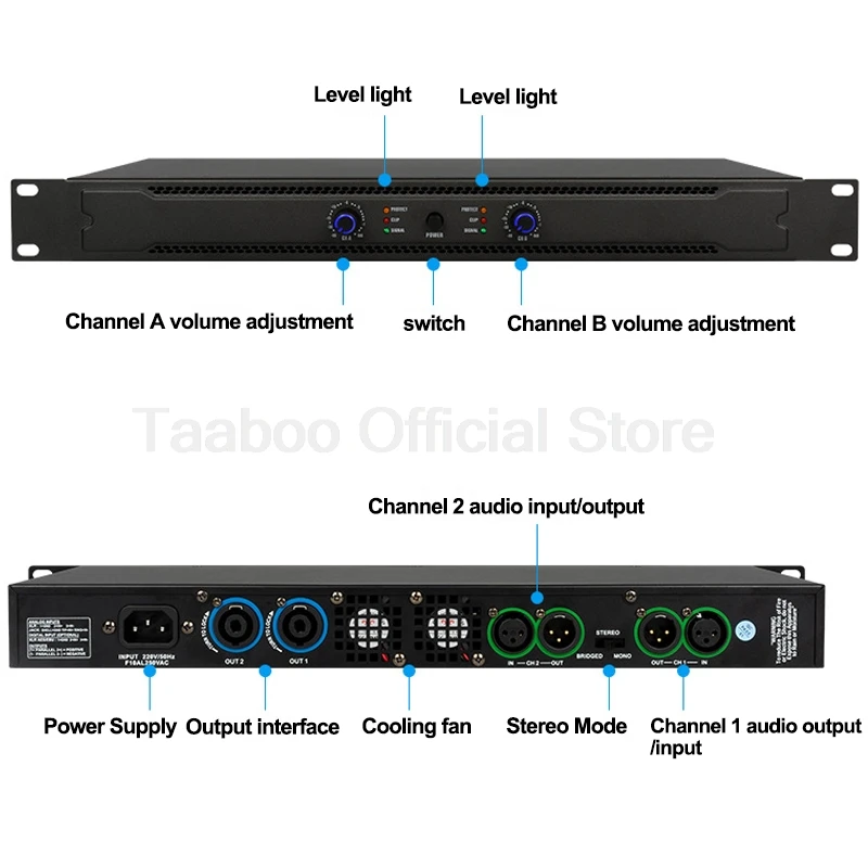 HiFi Digital Amplifier Power 350Wx2 Channel Stereo High Fidelity Sound Quality Audio Amplifier for Karaoke Performances or Bars 6