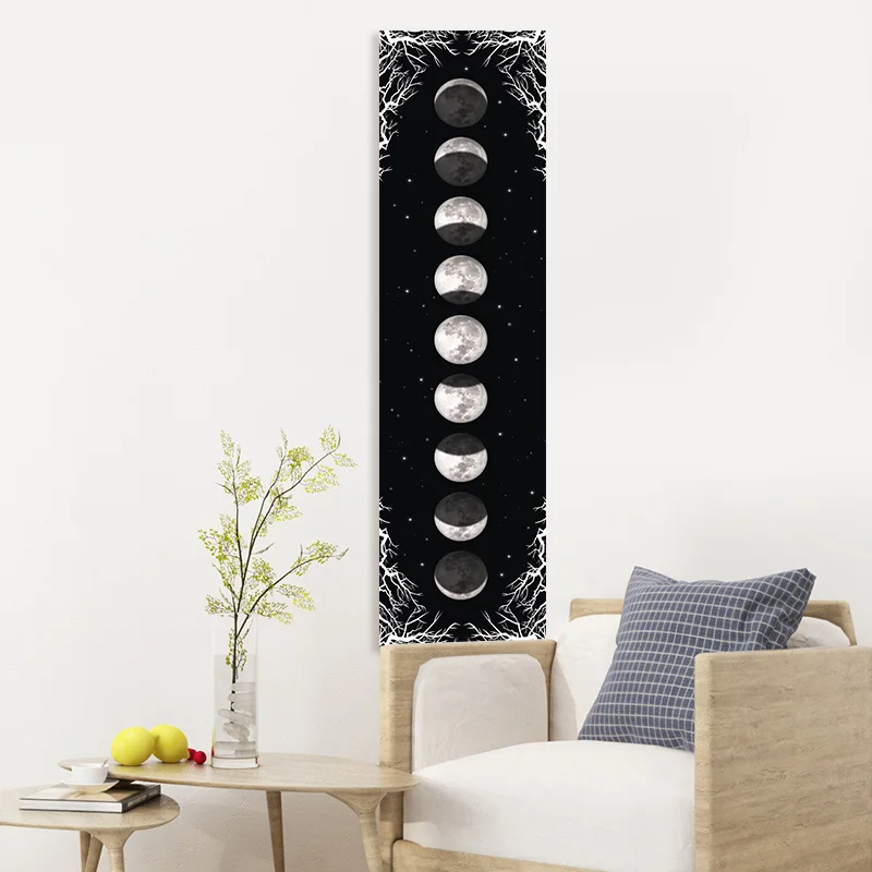 Moon Phase Tapestry Black and White starry sky Wall Hanging Moon Throw Blanket Home Decor Wall Hanging Bohemian Cloth Mural tapestry decorations