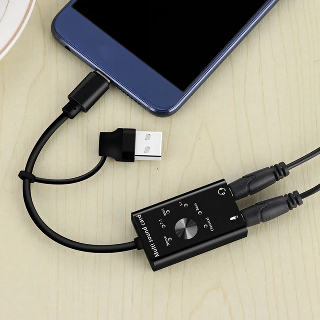 USB Audio Sound Card Adapter Aluminum Alloy USB Audio Sound Card Adapter Professional Converter For Laptop Headset PC Speaker 3
