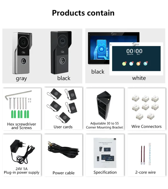 2 Wire Doorbell Video Intercom System for Home Metal Door Phone Support IP Camera Tuya Smart 1080P 6