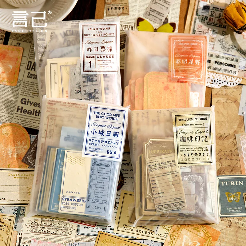 

Vintage Notes Collection Bill Ticket Memo Pad Decorative Stationery Scrapbooking Diary Album Lable Retro Material Paper Card