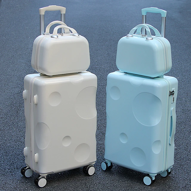 Ladies Roller Trolley Suitcase Set Hardside Makeup Handbag Travel