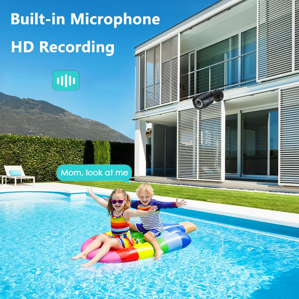 BESDER 8MP 4K IP Camera 2.8mm Wide Angle Camera Outdoor Security Camera Wired Cameras Bullet Camara CCTV Easy Remote View XMEye 5