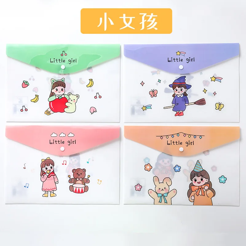 A4 Transparent Bags Folders File Jackets Snap On File Pockets 4 Pieces/Pack