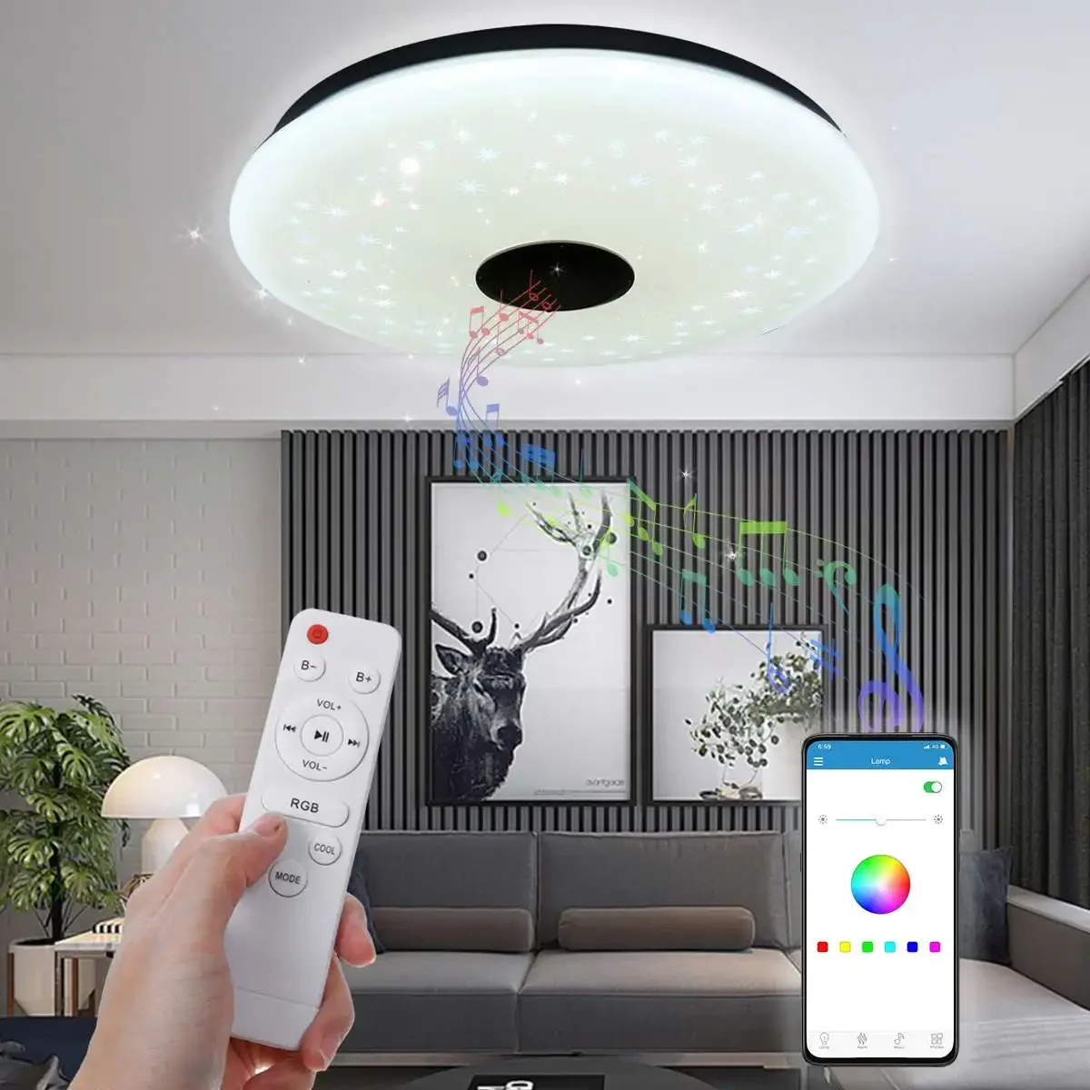 RGB Smart Ceiling Light LED Interior Home Christmas Decorative Light Luster Dimming Remote Control WIFI Bluetooth Living Room