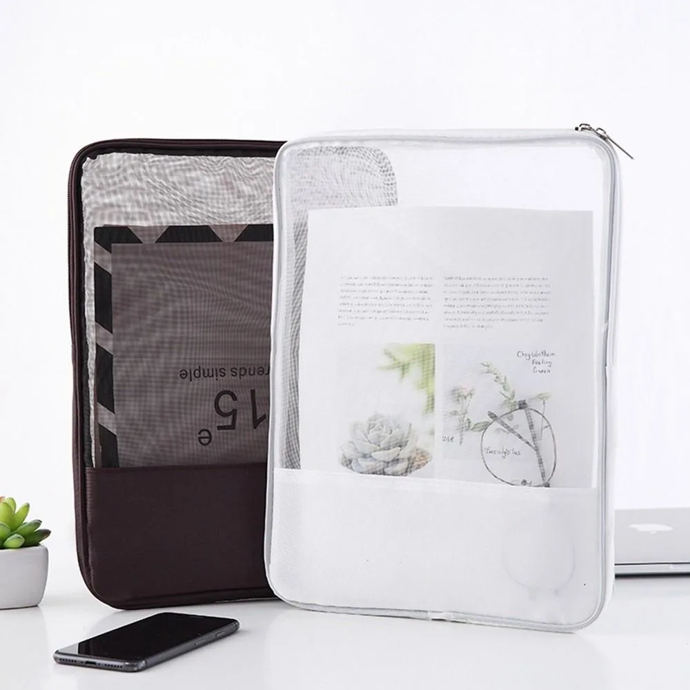 Zipper Storage Wallet School Paper Folder Briefcases Grid File Bag Expanding Wallet A4 File Folder Bag Document Organiser