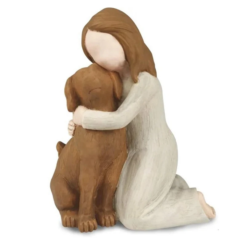 

Love My Dog Figurines Statues, Dog Angel Friendship Remembrance Gifts,Sculpted Hand-Painted Figures For Dog Lovers Brown Durable
