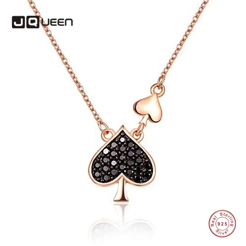 

JQUEEN женский Покер кубический цирконий CZ кулон розовый 925 красивое ожерелье с цирконием сверкающие Подвески с символикой покера ожерелье