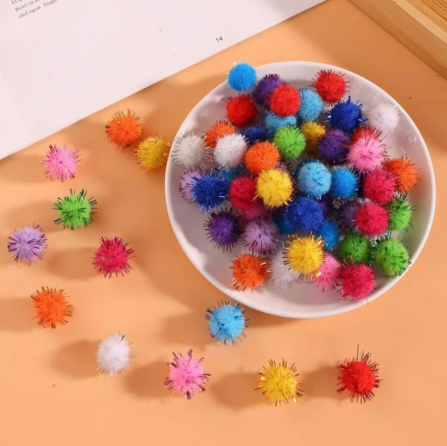 600 Pieces Halloween Pom Poms Assorted Glitter Pom Poms Fluffy Balls for  Halloween DIY Crafts Party Decorations, 3 Colors