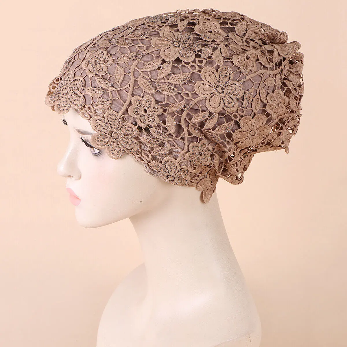 High Quality Lace Embroidery Turban Hat Headcover Floral Islamic Headwrap Headscarf Bonnet Summer Party Hijab Cap Women Headwear 4