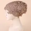 High Quality Lace Embroidery Turban Hat Headcover Floral Islamic Headwrap Headscarf Bonnet Summer Party Hijab Cap Women Headwear 4