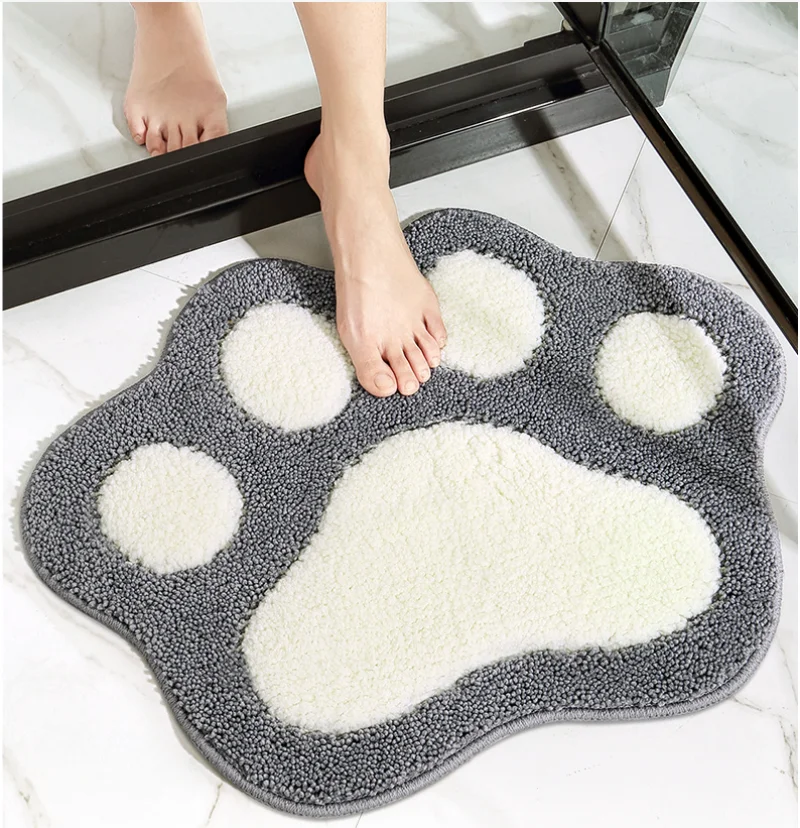 

Cartoon Foot Shape Bath Mat Bathroom Door Absorbent Foot Mat Anti-slip Microfiber Bathroom Rug Machine Washable Bath Carpet 2024