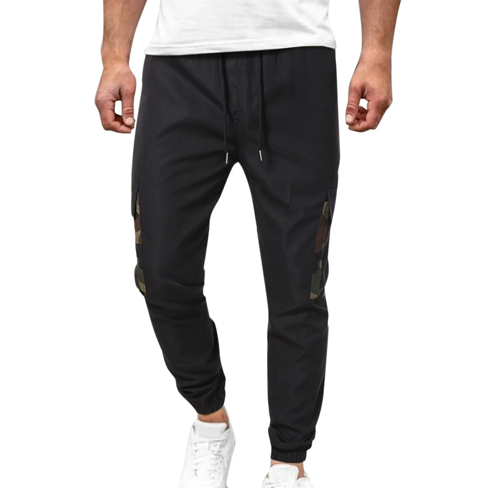 Men's Oversize Pants Fitness Casual Mid Waisted Trousers Color Block Sports Jogging Pants With 4 Pockets Sweatpants workout joggers