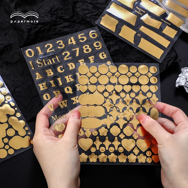 Scrapbook Letter Stickers Mini Gold Self Adhesive Alphabet Number