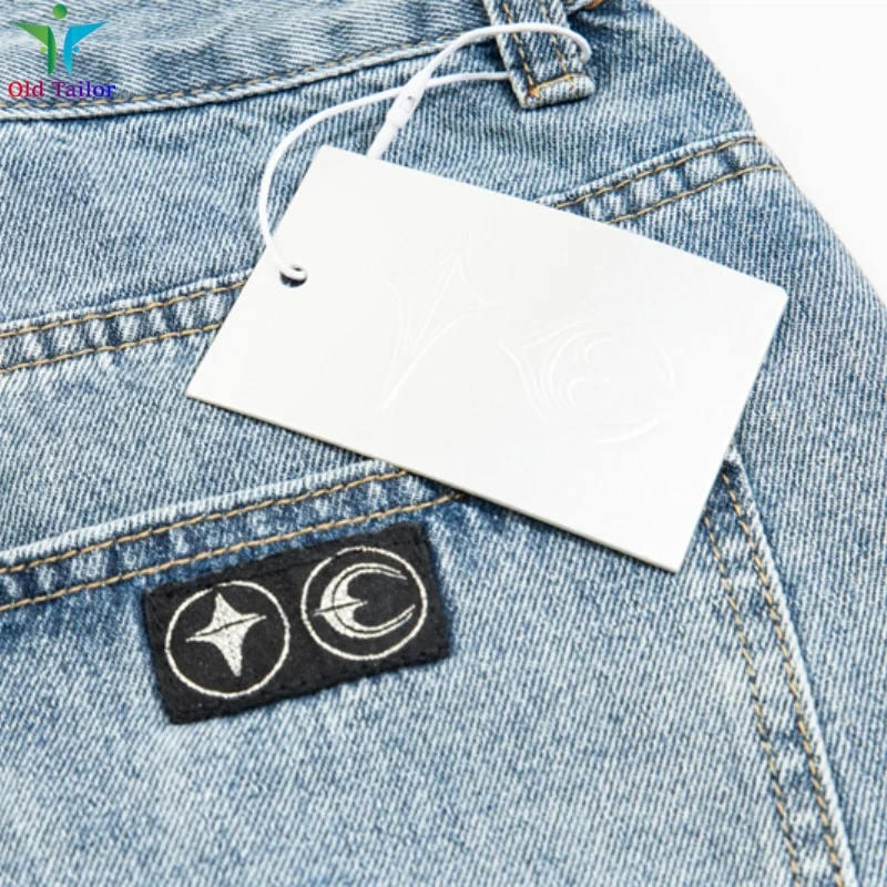 24SS THUGCLUB Embroidery Patchwork Logo Jeans Washed High Quality Men's Women's Straight Leg Long Pants 6