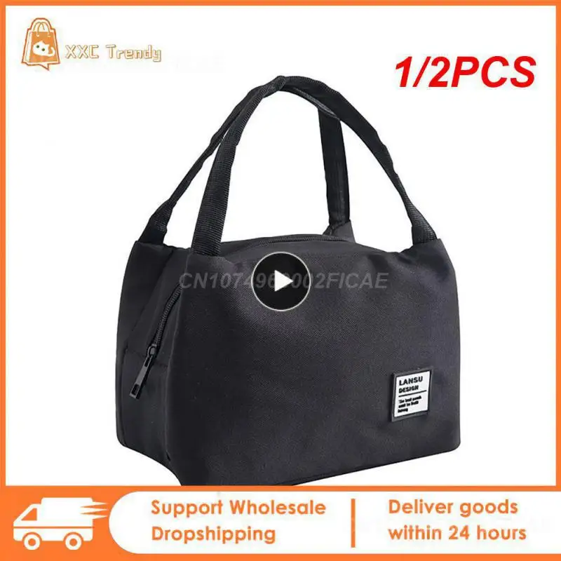 

1/2PCS Fashion Portable lunch Bag Thermal Insulated Food Picnic Lunch Bags for Women kids Men Cooler Lunch Box Bag Tote