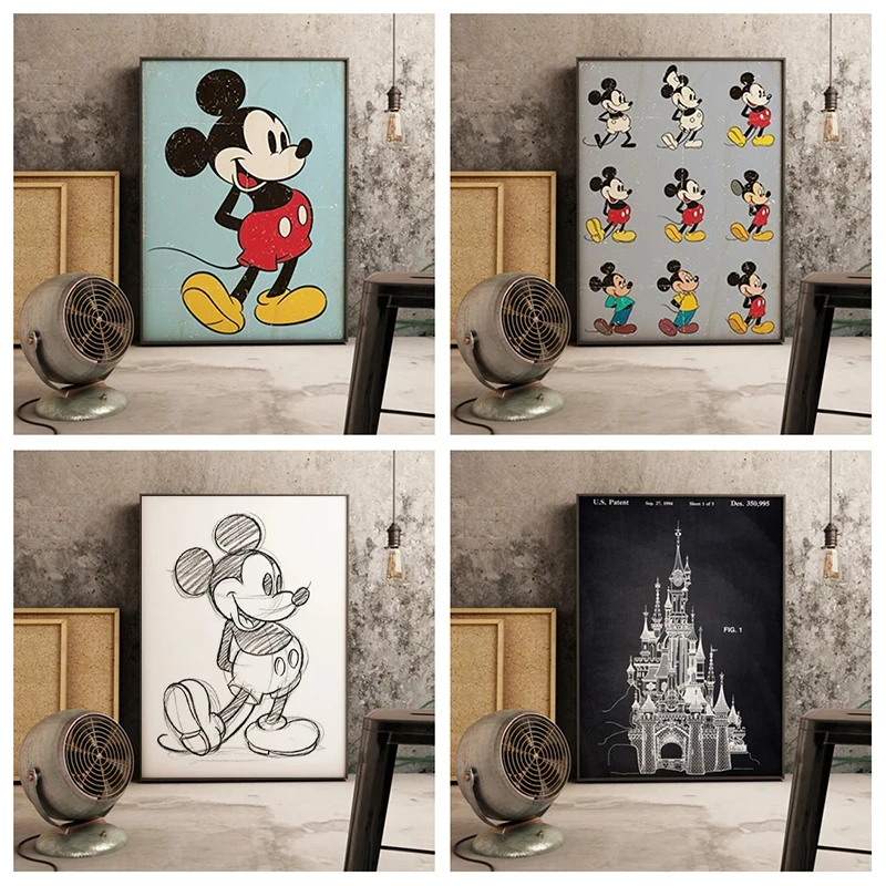 

Miniso Mickey Mouse Animated Character Disney Canvas Painting Poster and Living Room Decoration Prints Wall Art Picture Kid Gift