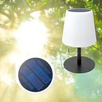 Solar Table Lamp for Camping Garden 2-in-1 Solar & USB Charging Dimmable RGB Colors Wireless IP44 Waterproof Outdoor Lightings 1