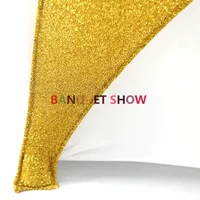 Gold And Silver Color Sequin Chair Cap Hood For Spandex Chair Cover Wedding Event Party Decoration 2