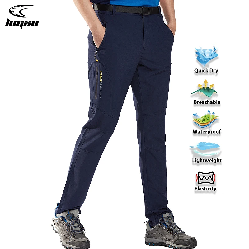 Hiking Pants LNGXO Waterproof Hiking Pants Men Quick Dry Trekking Camping Climbing Running Outdoor Rain Pants