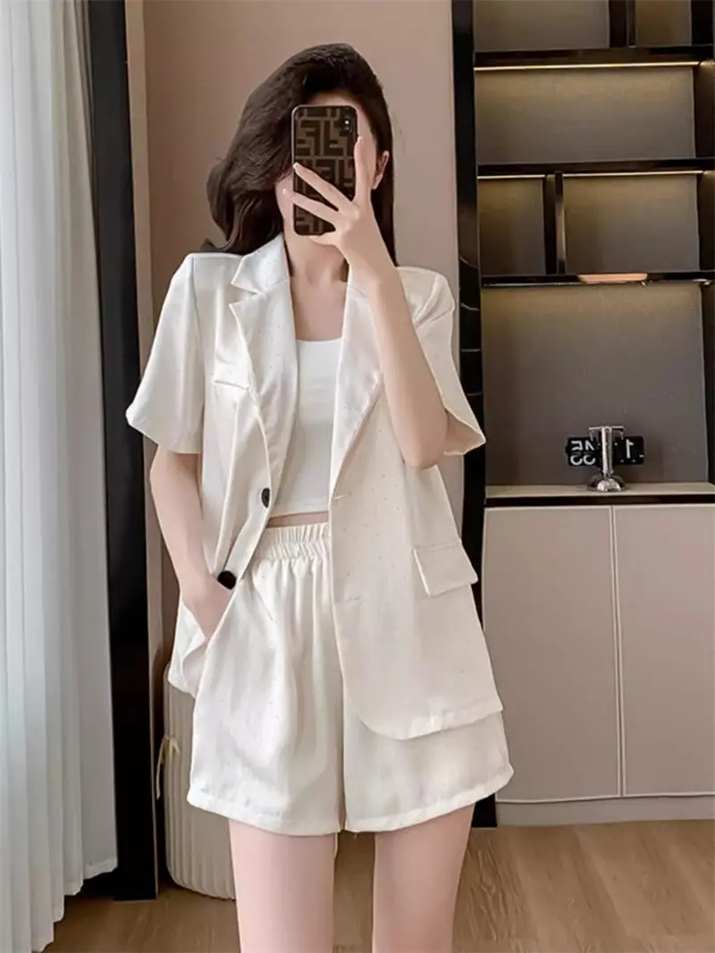 

Стильные костюмы для женщин, комплект из двух предметов, летний дизайнерский стильный женский жакет, юбка, шорты, наряды K797