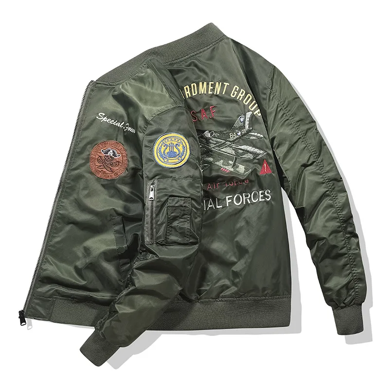 

2023 Vintage Streetwear Hip Hop Military Coats Clothes Letterman Punk Bomber Flight Air Force Pilot Jacket Men Outerwear