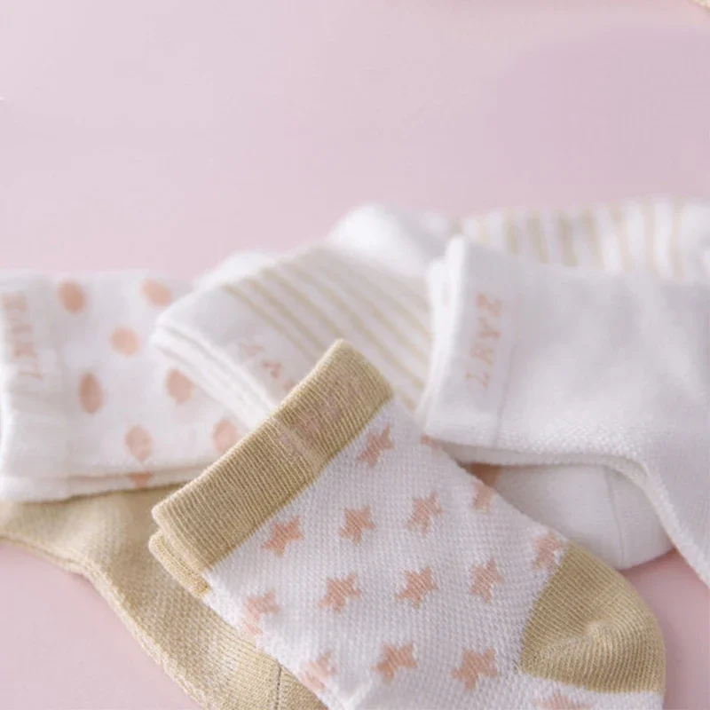 5 Pair=10PCS/lot New Dot Kids Socks Summer Thin Comfortable Breathable Cotton Fashion Baby Toddler Girls for 0~6 Year