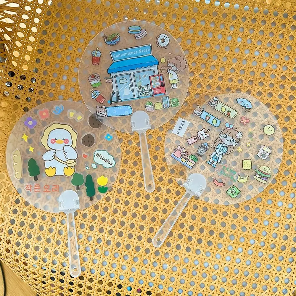DIY Transparent Hand Fans Creative Portable Handicrafts DIY Blank Fan Cute Graffiti Fan Supplies portable fan hand fan