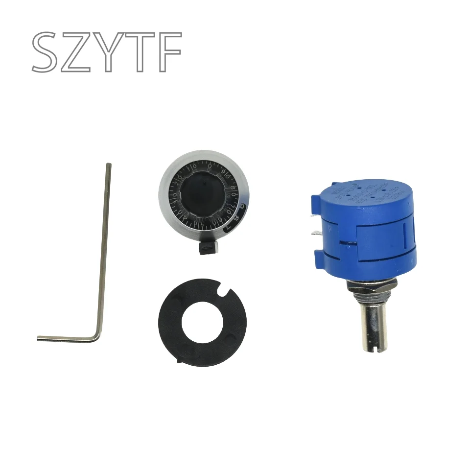 3590S-2 3590S Series Precision Multiturn Potentiometer 10 Ring Adjustable Resistor + 1PCS Turns Counting Dial Rotary 6.35mm Knob multiturn potentiometer