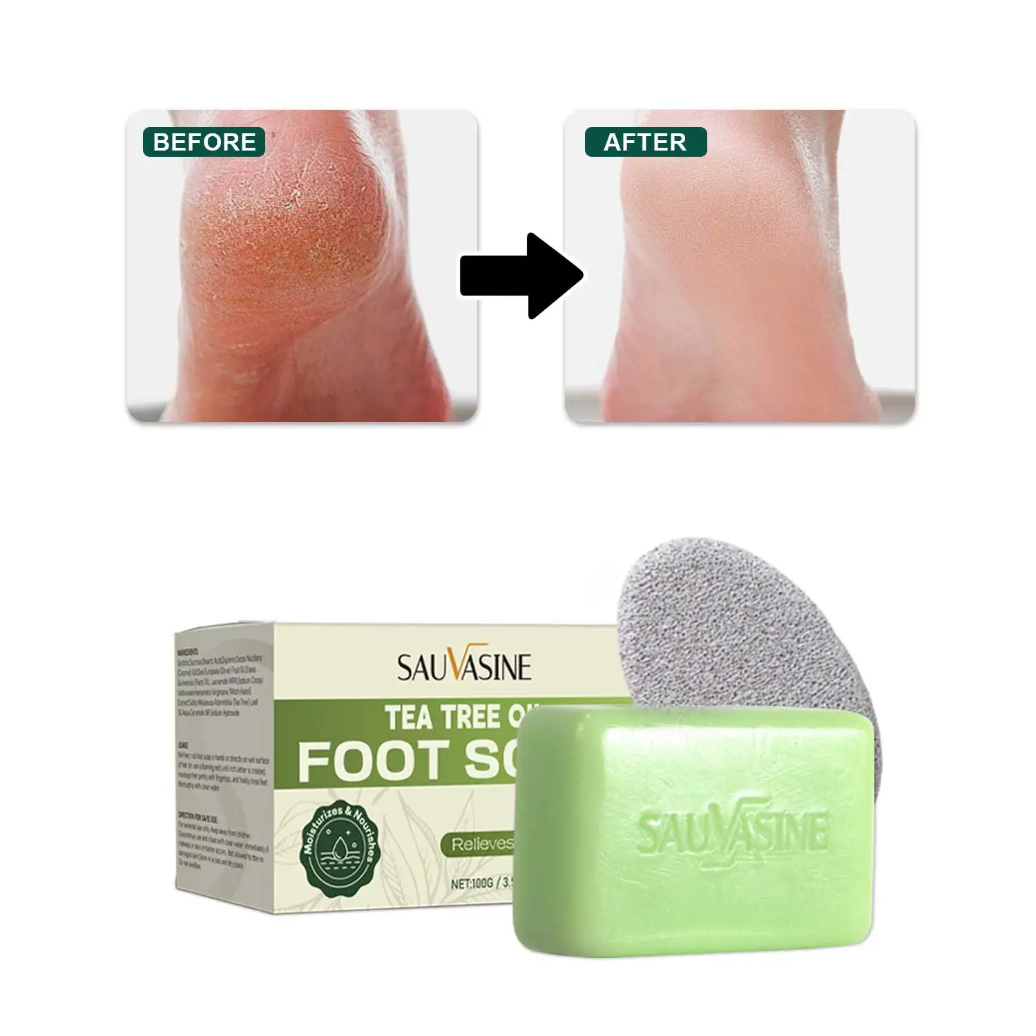 Tea Tree Oil Antifungal Foot Soap 100g For Relieving Dry Skin Deep Cleansing Skin Moisturizing Foot Care Soap for Sensitive