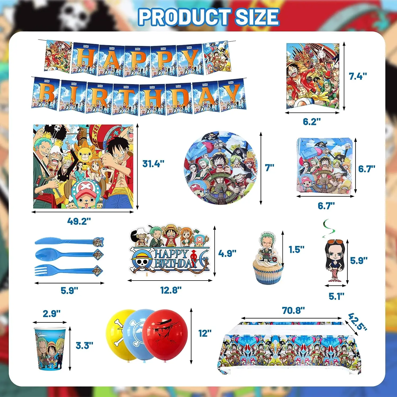 Eendelig Verjaardagsdecoratie Luffy Hoed Feest Gunsten Wegwerp Feest Servies Tafelkleden Bordjes Cups Cartoon Figuur Decor Speelgoed