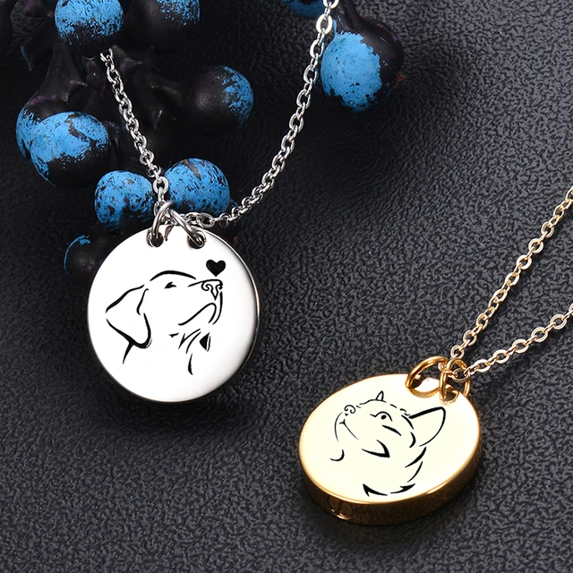 Custom Round Stainless Steel Pet Cremation Necklace for Dog Cat Memorial Keepsake Pendant Urn Jewelry for Ashes Dropshipping