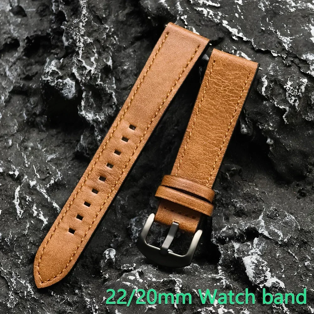 Premium Leather Watch Strap, Soft and Versatile Wristband, 20mm/22mm Width