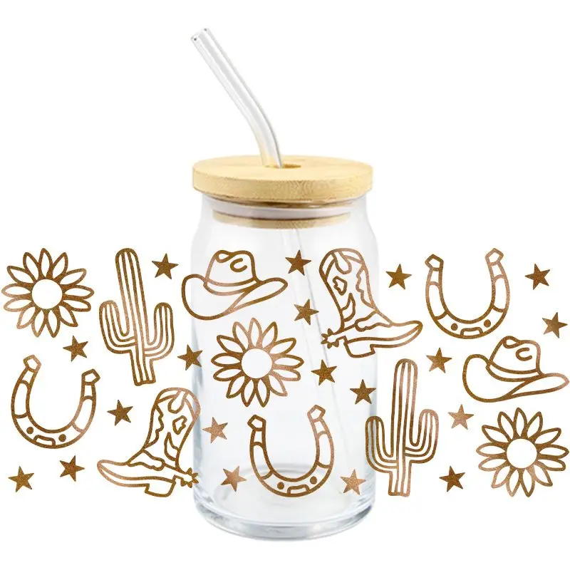 Western Cowboy UV DTF Wrap Transfer Stickers Man Cool Design Waterproof Wrap For Glasses Cups Mugs Decal
