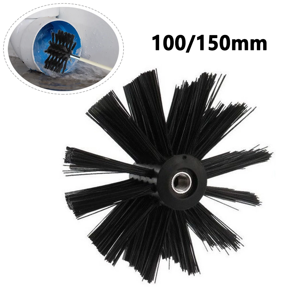 100/150mm Chimney Stove Brush Rotary Dryer Vent Cleaning Brush Bristle Head Rod For Chimney Dryer Pipe Fireplace Inner Wall Tool