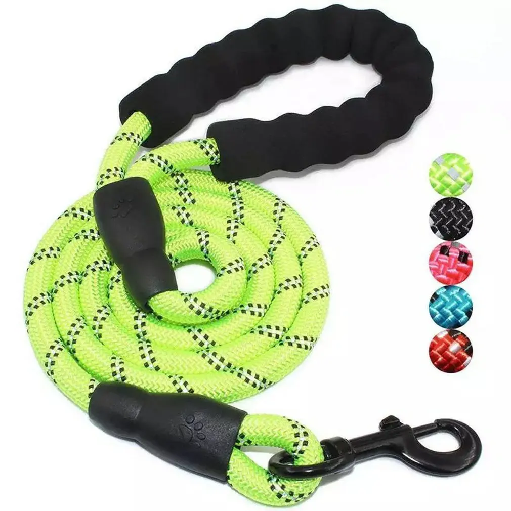 1.5M Long Pet Leash Reflective Strong Dog Leash With Comfortable Padded Handle Heavy Duty Training Durable Nylon Rope Leashes