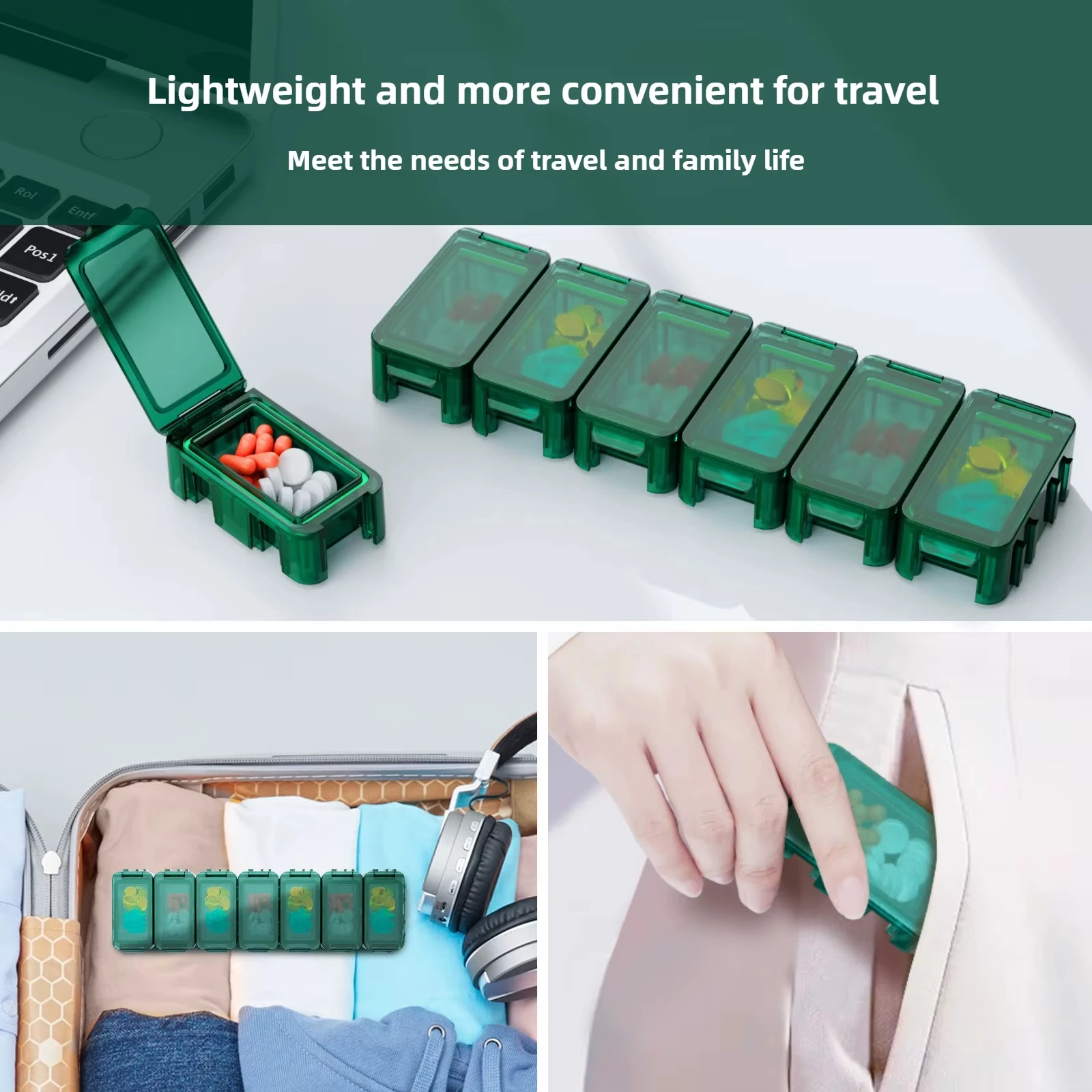 New Travel-Friendly A Freely Combinable Rubik's Cube Sealed 7-Compartment Medicine Box Sealed and Dust-proof BPA Free