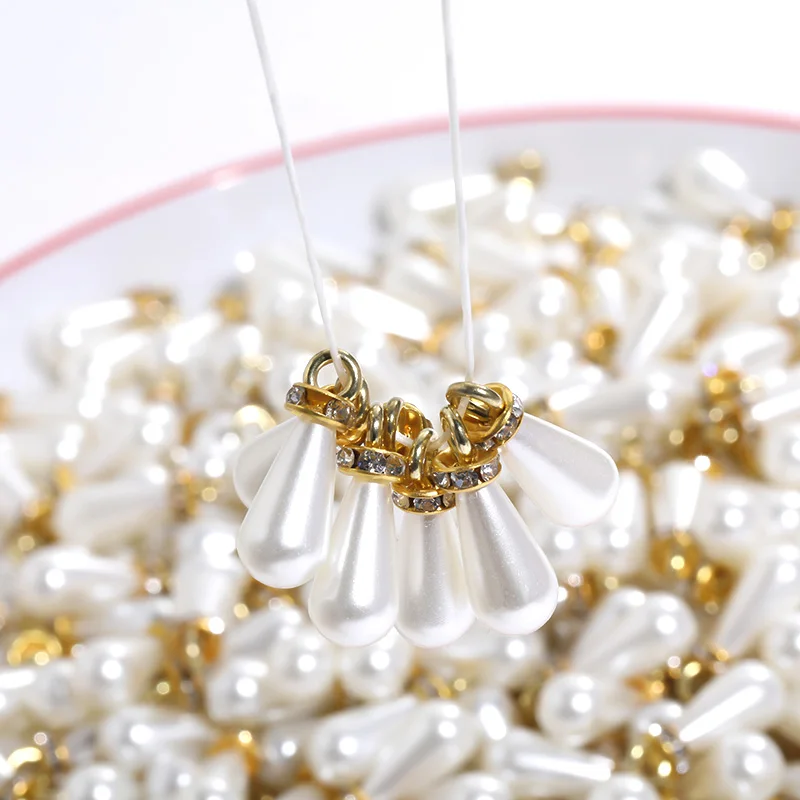 100pcs ABS Waterdrop Teardrop Pearls Pendants For Diy Earring Pendant Jewelry Findings Making Supplies Beads For Handicrafts Jewelry Making Supplies
