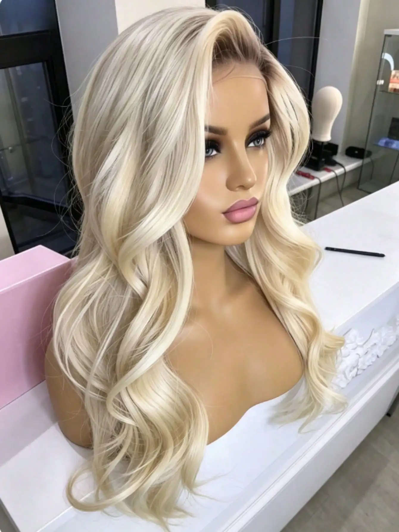 180 Density Ombre Blonde Wave Lace Front Wigs Human Hair 13x4 HD Transparent Lace Front Wigs for Women Pre Plucked Glueless wigs 3