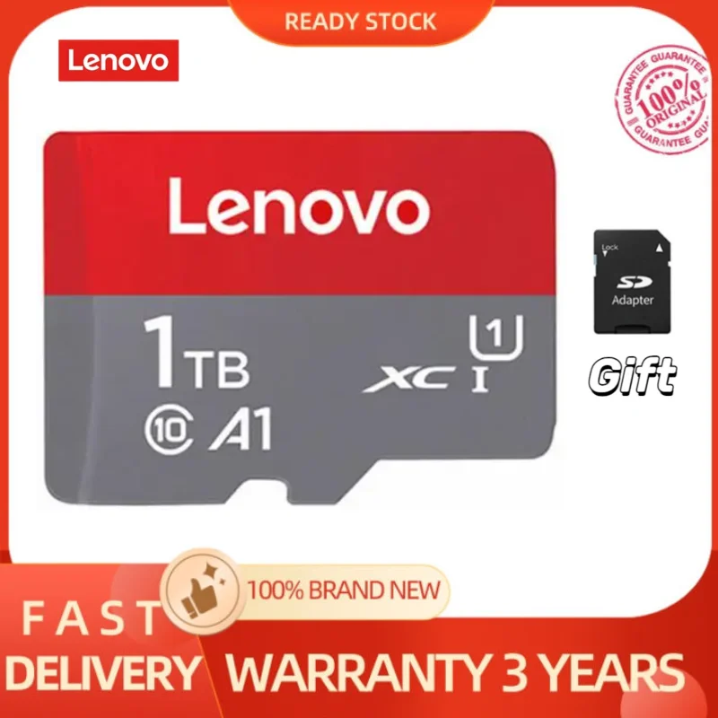 Lenovo Original 512Gb Micro Tf Sd Card Memory Card Tf/Sd 128Gb 256Gb Mini Memory Card Class10 Card Per Fotocamera/Telefono 2024 Nuovo