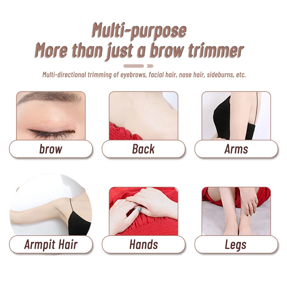 EstherQueen Multi-purpose USB Eyebrow Trimmer Rechargeable Makeup Beauty Painless Hair Shaver Portable Facial Hair Razor Blades