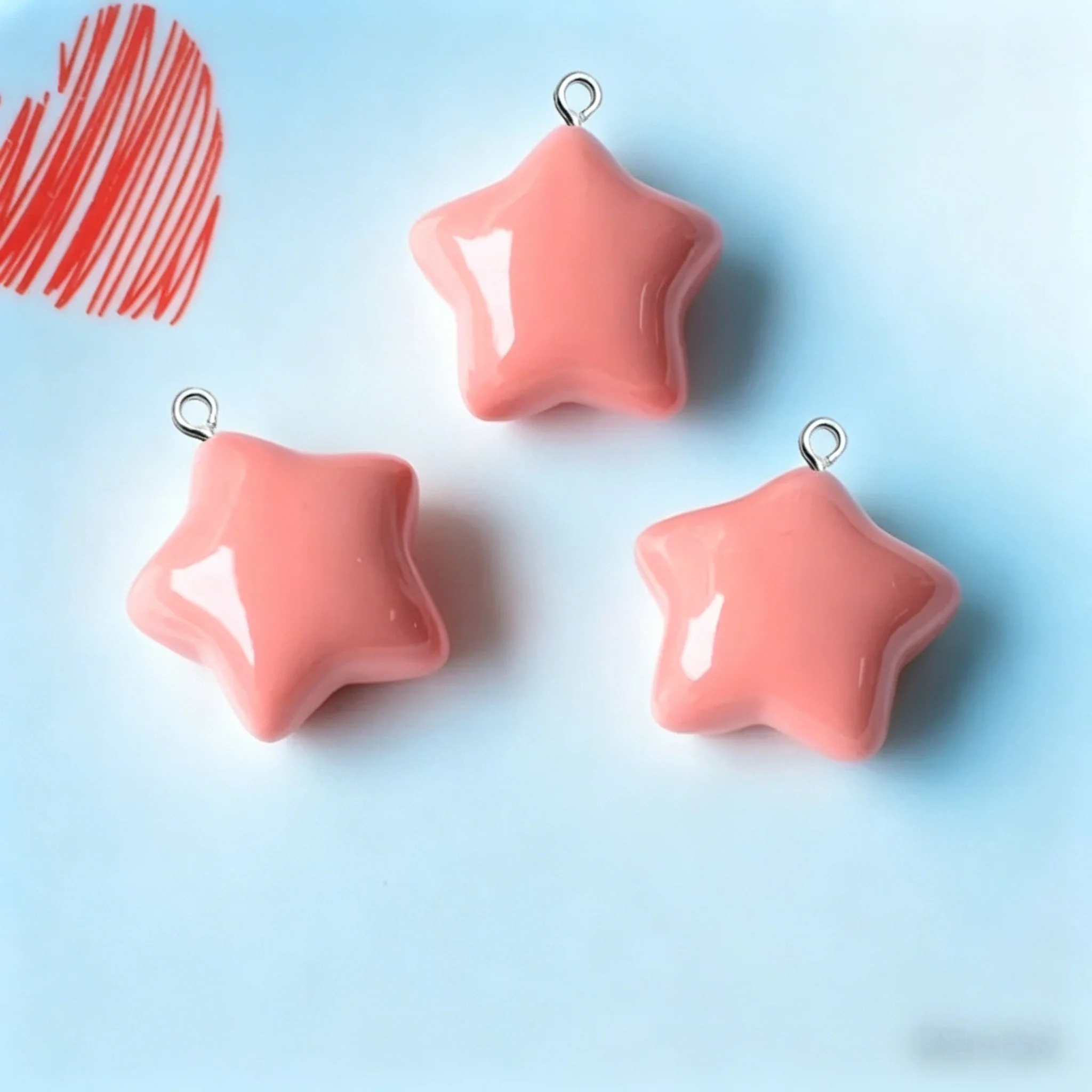 10개 미니 3D 별 하트 레진 참, DIY 쥬얼리 제작용 패션 펜던트, 귀걸이 목걸이 재료