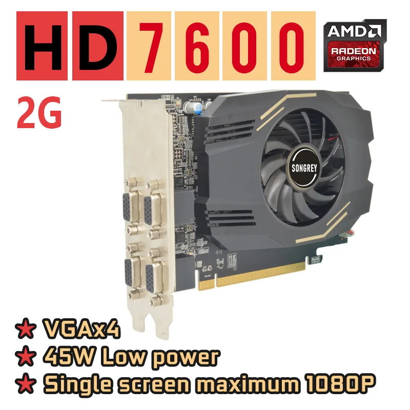 SONGREY original 4VGA Multi-Display Graphics Card R7350 HD7600 4VGA 6VGA AMD GPU 2G/4G GDDR5 Multi-Display Video Card best graphics card for gaming pc Graphics Cards