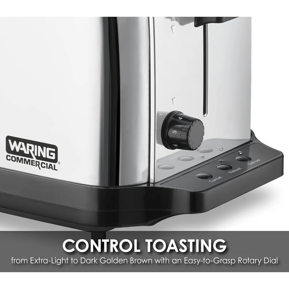 Commercial WCT704 4 Slice Extra Long Slot Light Duty Pop-Up Toaster, 120V, 5-15 Phase Plug 4