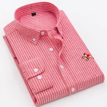 men Oxford Cotton Longsleeve Shirt for kale Casual Slim buttons Plaid Striped Shirt Mens Business work Shirts Dress shirt