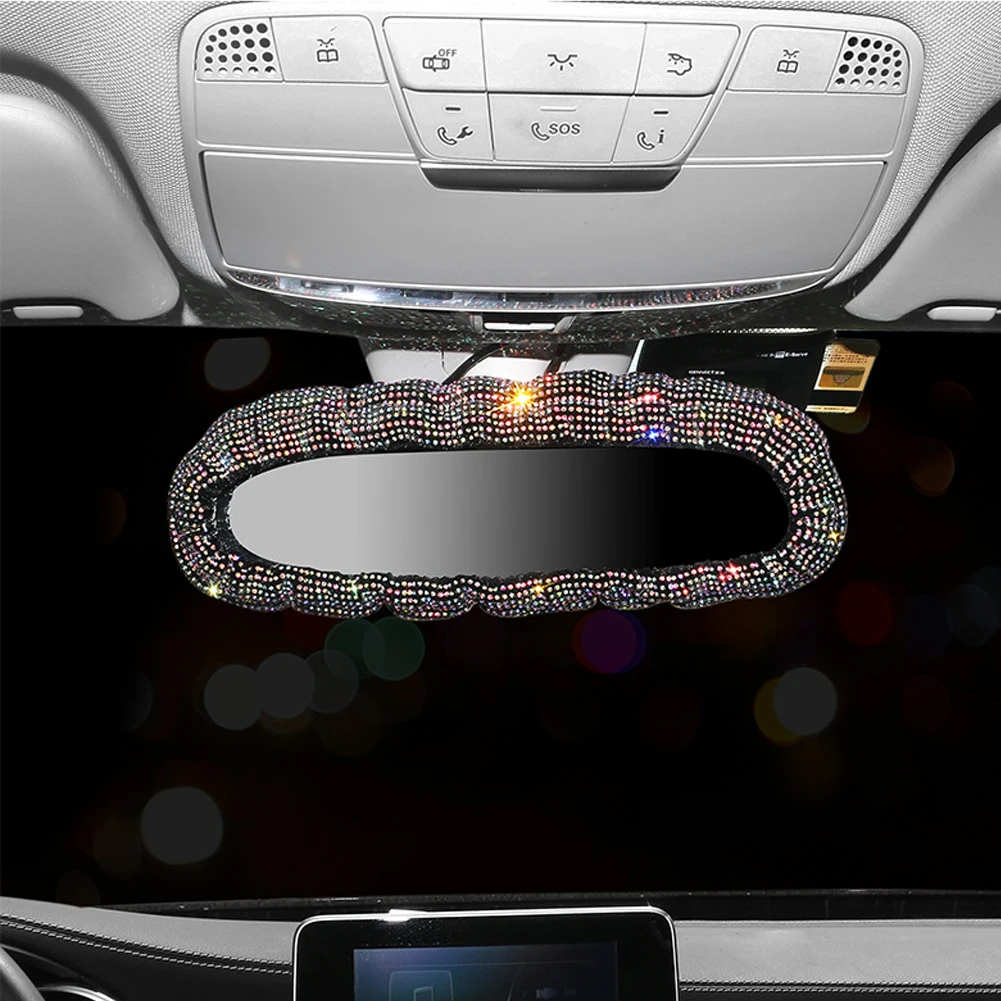 Rearview Mirror Cover With Crystal Diamonds