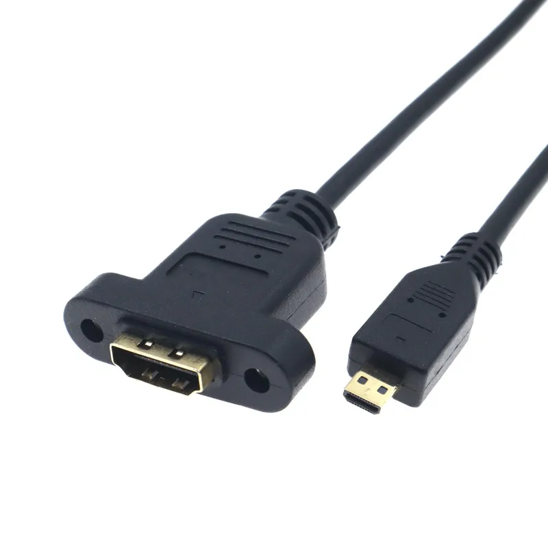 Cable Micro Compatible con HDMI macho a HDMI, Adaptador tipo D hembra con  orificios de Tornillo de montaje para cámara Digital, nuevo