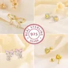 925 Sterling Silver Female Luxury Crystal Round Stud Earrings Vintage Wedding Jewelry White Zircon Stone Earrings 1